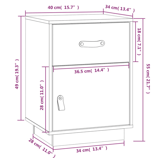 vidaXL Mesas de cabeceira 2 pcs 40x34x55 cm pinho maciço castanho mel