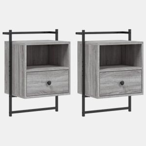 vidaXL Mesas cabeceira 2 pcs 40x30x61cm deriv. madeira cinzento sonoma
