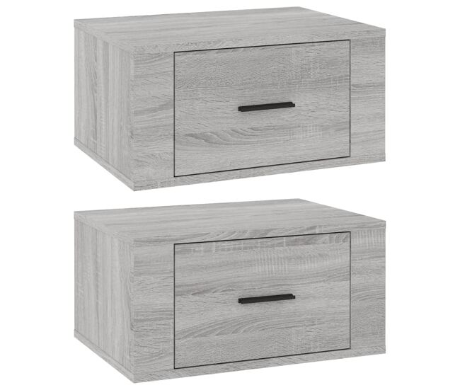 Vidaxl mesitas de noche de pared 2 uds gris sonoma 50x36x25 cm