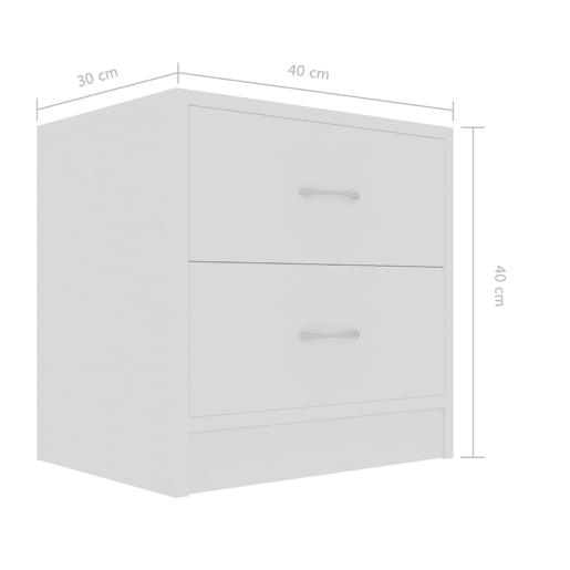vidaXL Mesas de cabeceira 2 pcs 40x30x40cm derivados de madeira branco