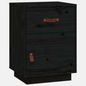 vidaXL Mesa de cabeceira 40x34x55 cm madeira de pinho maciça preto