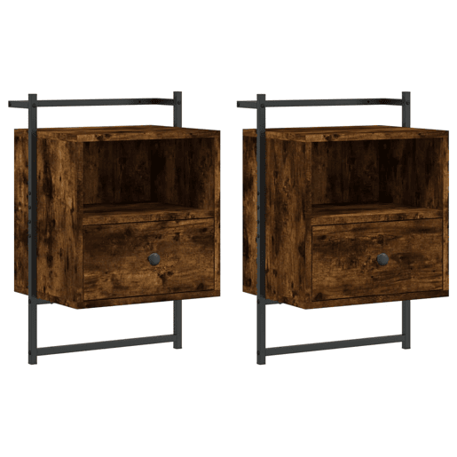 vidaXL Mesas cabeceira 2 pcs 40x30x61cm deriv. madeira carvalho fumado vidaXL Mesas cabeceira 2 pcs 40x30x61cm deriv. madeira carvalho fumado