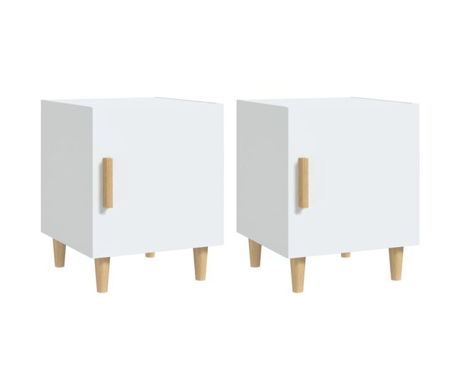 Vidaxl mesitas de noche 2 unidades madera contrachapada blancas