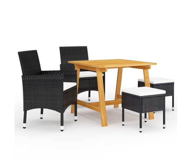 Juego de comedor de jardin de 5 piezas negro