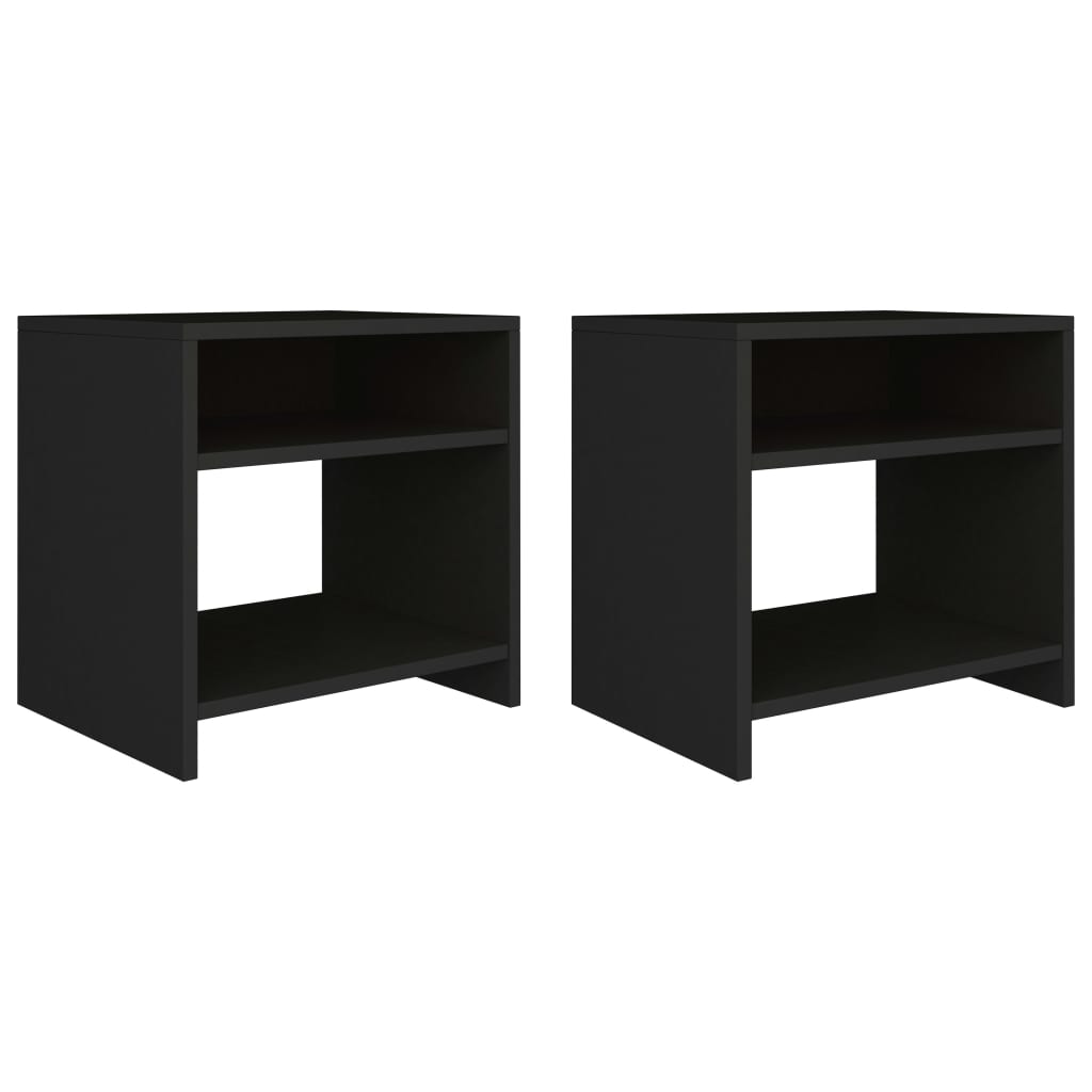 Vidaxl mesitas de noche 2 uds madera contrachapada negro 40x30x40 cm