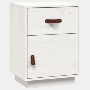 vidaXL Mesa de cabeceira 40x34x55 cm madeira de pinho maciça branco