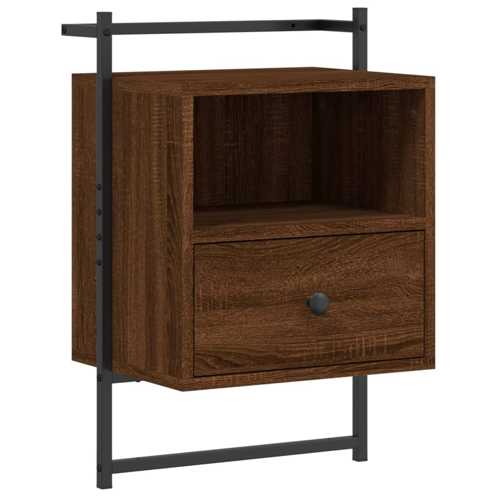vidaxl mesita de noche de pared marron roble 40x30x61 cm