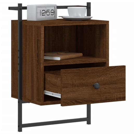 vidaXL Mesa cabeceira parede 40x30x61 deriv. madeira carvalho castanho