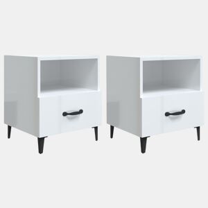 vidaXL Mesas de cabeceira 2 pcs madeira processada branco brilhante