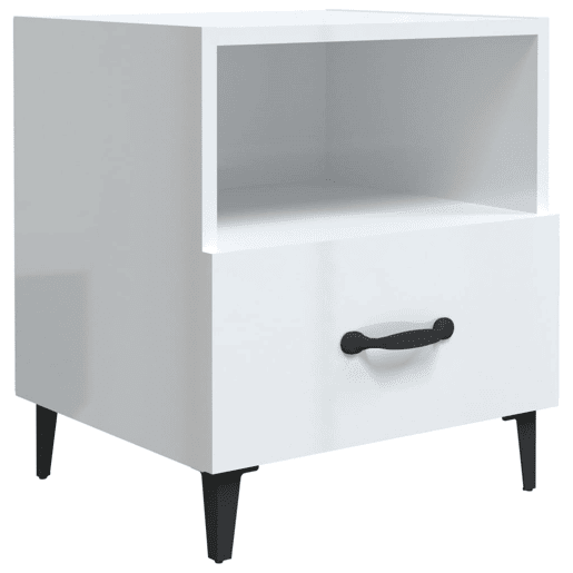 vidaXL Mesas de cabeceira 2 pcs madeira processada branco brilhante vidaXL Mesas de cabeceira 2 pcs madeira processada branco brilhante