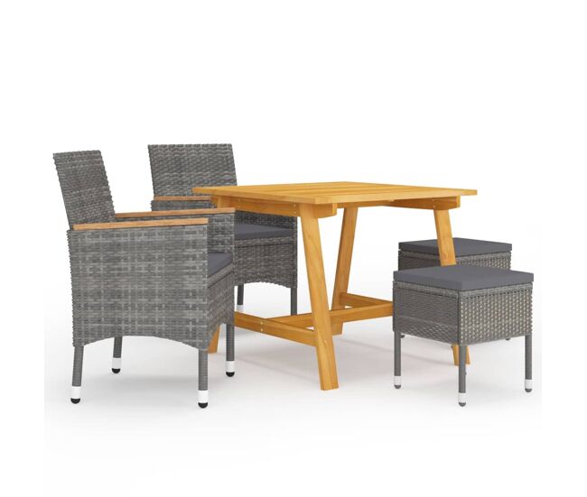 Juego de comedor de jardin de 5 piezas gris