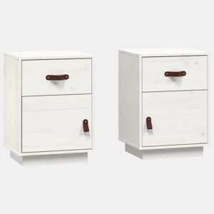 vidaXL Mesas de cabeceira 2 pcs 40x34x55 cm pinho maciço branco