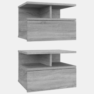 vidaXL Mesa cabeceira suspensa 2 pcs derivados de madeira cinza sonoma