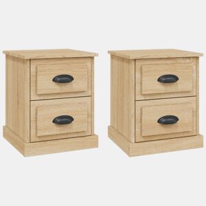 vidaXL Mesas cabeceira 2 pcs derivados de madeira carvalho sonoma