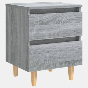 vidaXL Mesa cabeceira + pernas madeira maciça 40x35x50 cm sonoma cinza