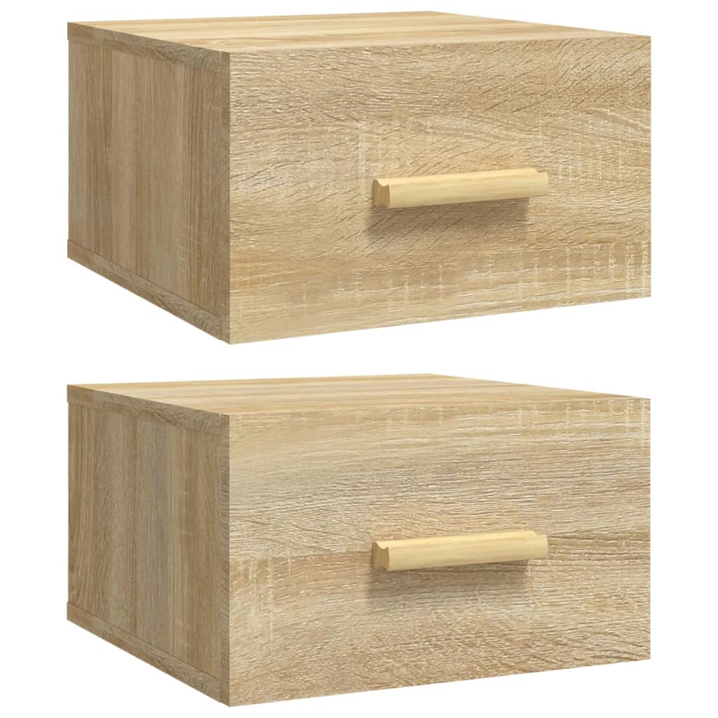 Vidaxl mesitas de noche de pared 2 uds color roble sonoma 35x35x20 cm