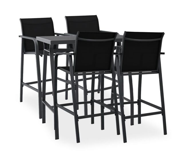 Conjunto de bar para jardín 5 piezas negro