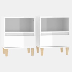 vidaXL Mesas de cabeceira 2 pcs 40x35x50 cm branco brilhante