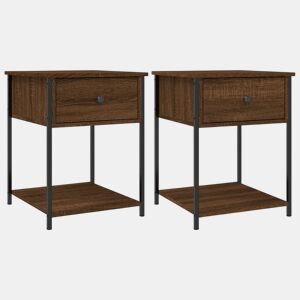 vidaXL Mesas de cabeceira 2pcs derivados de madeira carvalho castanho