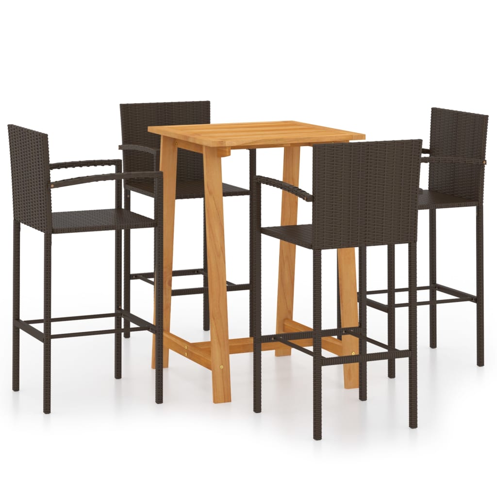 Conjunto de bar para jardín 5 piezas Marrón