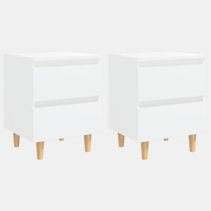 vidaXL Mesas de cabeceira 2 pcs c pernas de pinho 40x35x50 cm branco