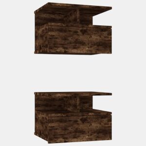 vidaXL Mesas de cabeceira suspensas 2 pcs 40x31x27 cm madeira fumado
