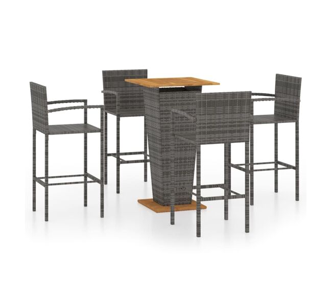 Conjunto de bar para jardín 5 piezas gris