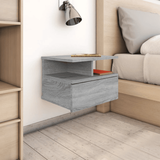 vidaXL Mesa cabeceira suspensa 40x31x27 cm madeira proc. sonoma cinza vidaXL Mesa cabeceira suspensa 40x31x27 cm madeira proc. sonoma cinza