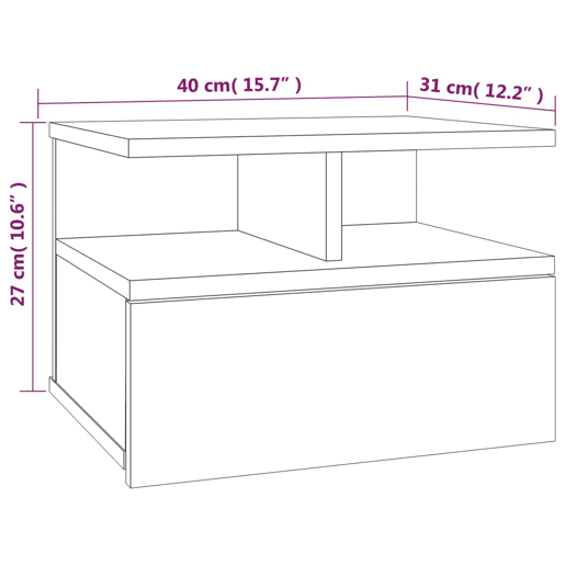 vidaXL Mesa cabeceira suspensa 40x31x27 cm madeira proc. sonoma cinza vidaXL Mesa cabeceira suspensa 40x31x27 cm madeira proc. sonoma cinza