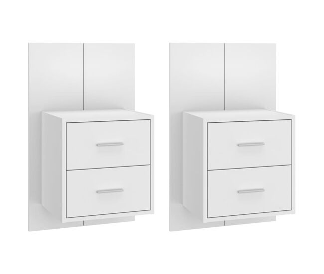 Vidaxl mesitas de noche de pared 2 unidades blancas