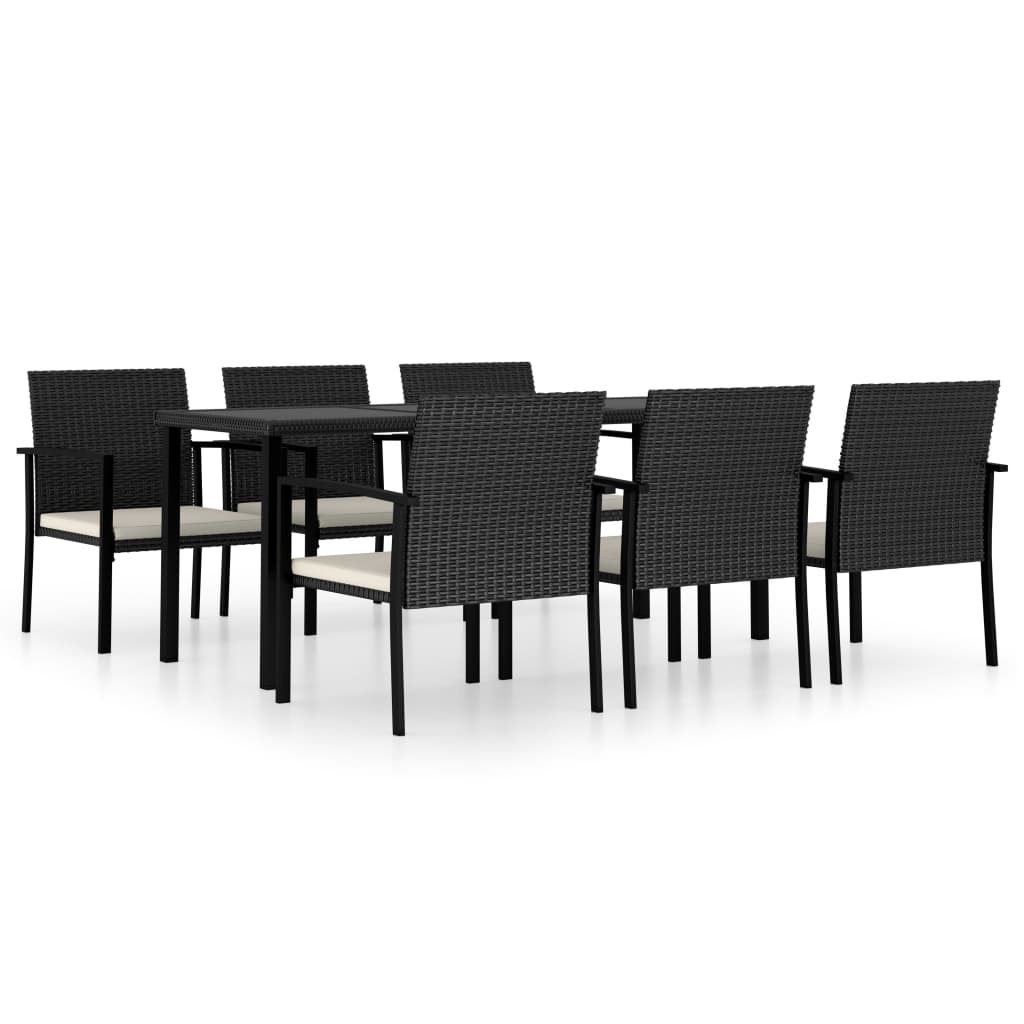 Conjunto de comedor de jardín 7 piezas ratán sintético negro