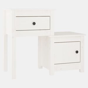 vidaXL Mesa de cabeceira 79,5x38x65,5 cm madeira pinho maciça branco