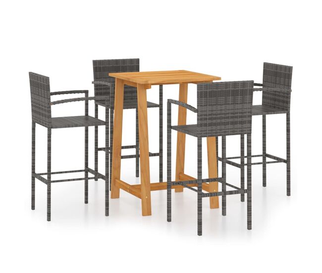 Conjunto de bar para jardín 5 piezas gris