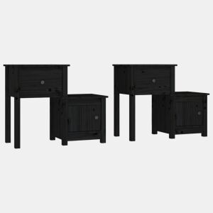 vidaXL Mesas de cabeceira 2 pcs 79,5x38x65,5 cm pinho maciço preto