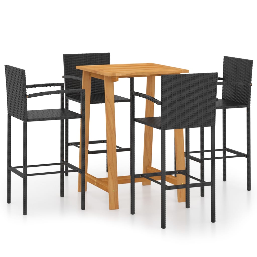 Conjunto de bar para jardín 5 piezas Negro