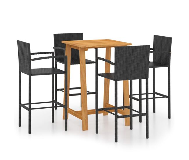 Conjunto de bar para jardín 5 piezas negro