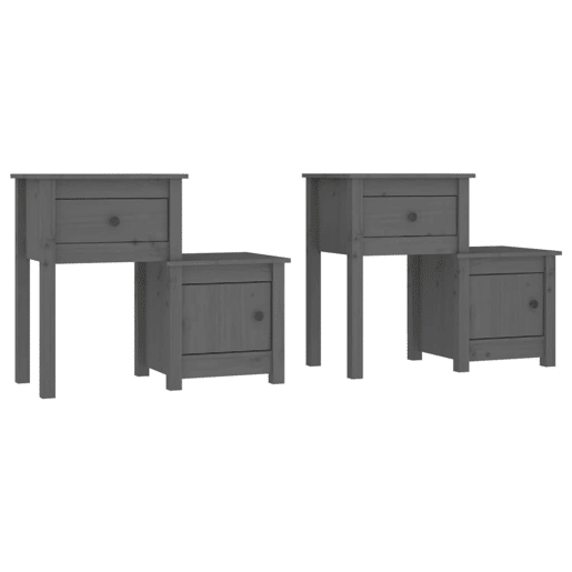 vidaXL Mesas de cabeceira 2 pcs 79,5x38x65,5 cm pinho maciço cinza