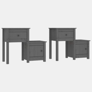 vidaXL Mesas de cabeceira 2 pcs 79,5x38x65,5 cm pinho maciço cinza