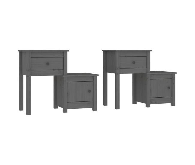 Vidaxl mesitas de noche 2 uds madera de pino gris 79,5x38x65,5 cm