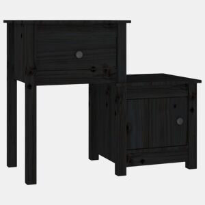 vidaXL Mesa de cabeceira 79,5x38x65,5 cm madeira pinho maciça preto