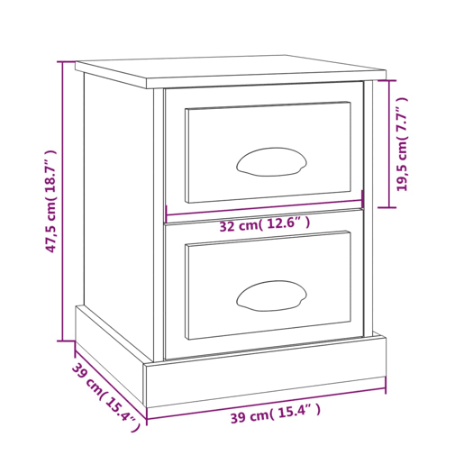 vidaXL Mesa de cabeceira 39x39x47,5 cm derivados de madeira branco vidaXL Mesa de cabeceira 39x39x47,5 cm derivados de madeira branco
