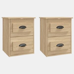 vidaXL Mesas de cabeceira parede 2 pcs 41,5x36x53 cm carvalho sonoma
