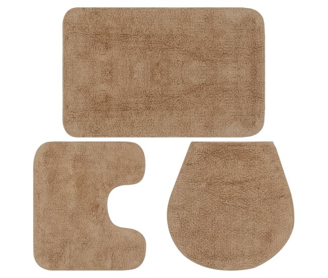 Vidaxl conjunto de alfombrillas de baño de tela 3 piezas beige