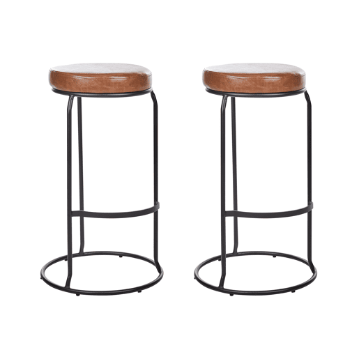 Conjunto de 2 bancos de bar MILROY Pele sintética Castanho