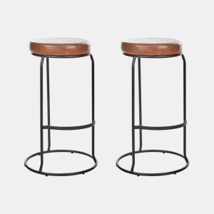 Conjunto de 2 bancos de bar MILROY Pele sintética Castanho
