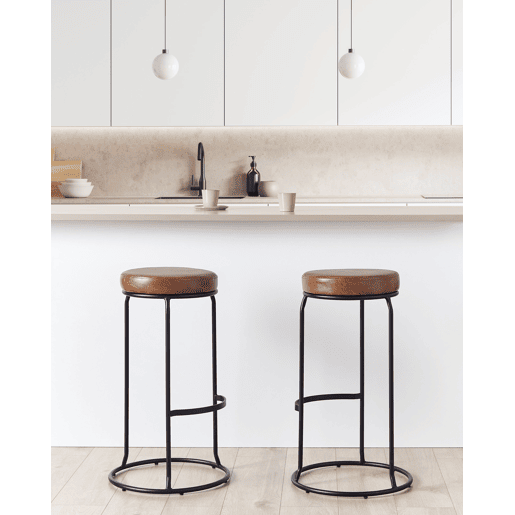 Conjunto de 2 bancos de bar MILROY Pele sintética Castanho