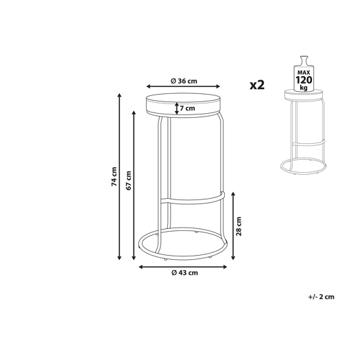 Conjunto de 2 bancos de bar MILROY Pele sintética Castanho