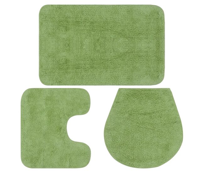 Vidaxl conjunto de alfombrillas de baño de tela 3 piezas verde