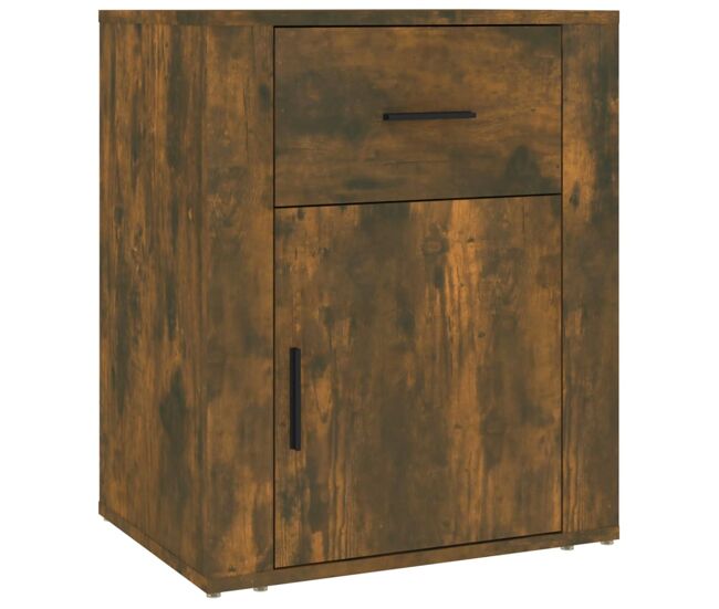 Vidaxl mesita de noche madera contrachapada roble ahumado 50x36x60 cm