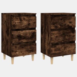 vidaXL Mesas cabeceira pernas madeira 2pcs 40x35x69 cm carvalho fumado